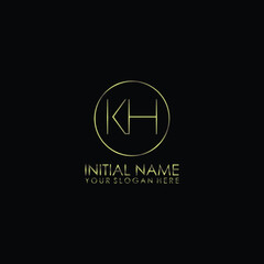 KH Initials handwritten minimalistic logo template vector	