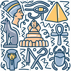 hand drawn doodle egypt holiday