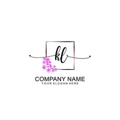 KL Initials handwritten minimalistic logo template vector	