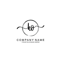 KO Initials handwritten minimalistic logo template vector	