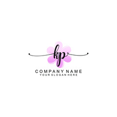 KP Initials handwritten minimalistic logo template vector