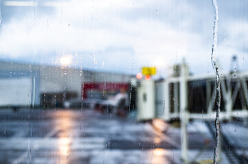wet window in airport