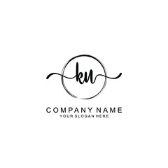 KU Initials handwritten minimalistic logo template vector