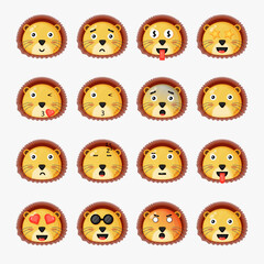 Cute lion with emoticons