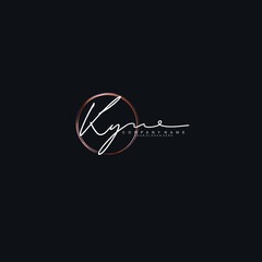 KY Initials handwritten minimalistic logo template vector	
