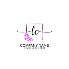 LE Initials handwritten minimalistic logo template vector	
