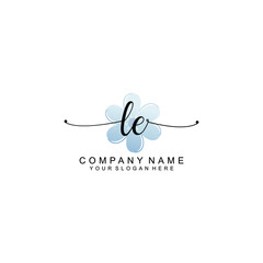 LE Initials handwritten minimalistic logo template vector	
