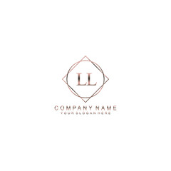 LL Initials handwritten minimalistic logo template vector