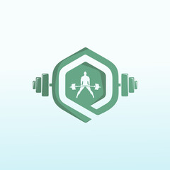 eco homes vector fitness logo design with dumbbell icon