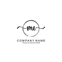 ME Initials handwritten minimalistic logo template vector	