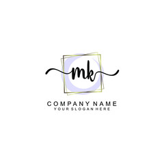 MK Initials handwritten minimalistic logo template vector