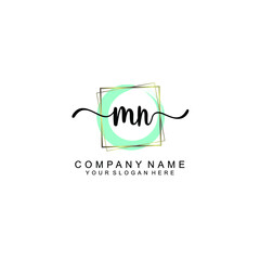 MN Initials handwritten minimalistic logo template vector