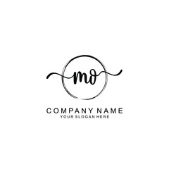 MO Initials handwritten minimalistic logo template vector