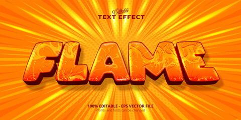 Flame text comic anime style text effect - obrazy, fototapety, plakaty