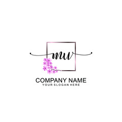 MU Initials handwritten minimalistic logo template vector
