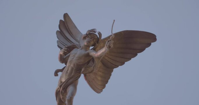 Winged Statue of Anteros on Shaftesbury Memorial Fountain in Piccadilly Circus.