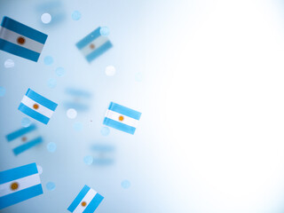 Argentina Independence Day. July 9. National flags on a foggy background. The concept of memory, patriotism and freedom