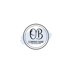 OB Initials handwritten minimalistic logo template vector