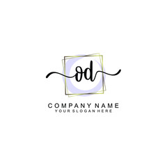 OD Initials handwritten minimalistic logo template vector