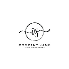 OS Initials handwritten minimalistic logo template vector