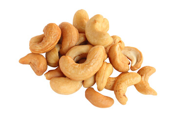 Roasted cashew nuts isolated on white background