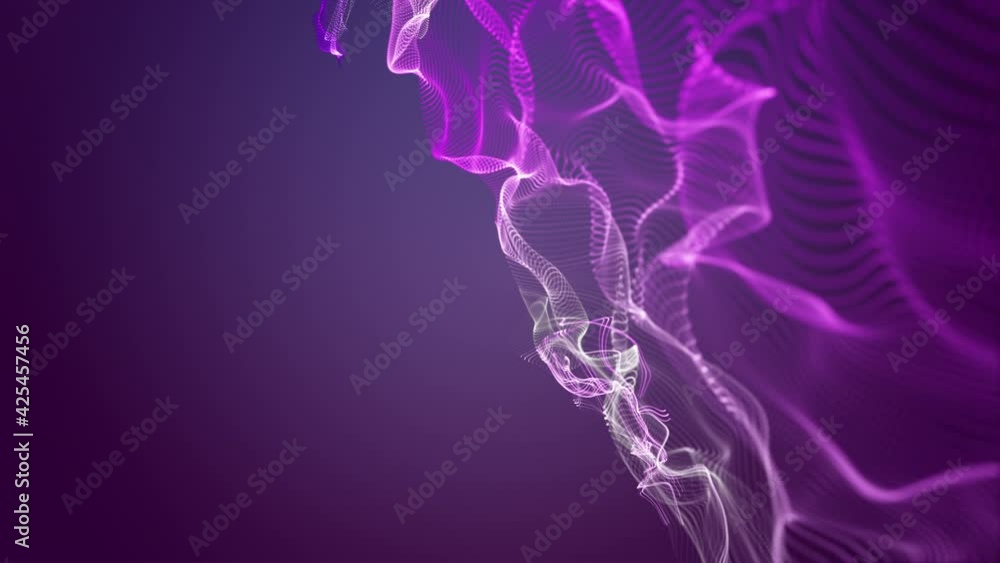 Poster romantic animation with wave object in slow motion and space for text, 4096x2304 loop 4k