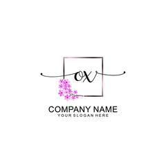 OX Initials handwritten minimalistic logo template vector