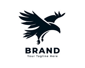 silhouette eagle hawk falcon bird fly illustration logo symbol inspiration