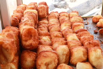 Obraz na płótnie Canvas Bolang-baling is fried bread made from wheat flour with good taste, generally sold on the side of the road.