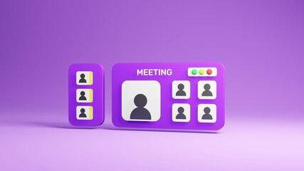 Meeting conference illustration  in isometric style. 3D rendering of digital communication