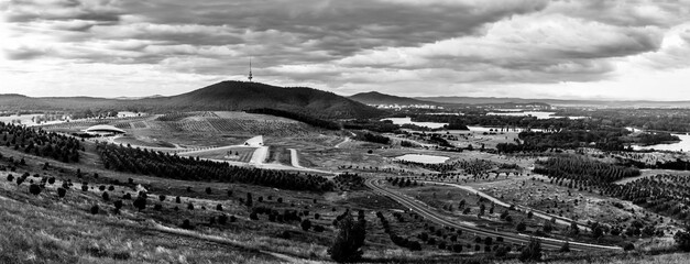 View of National Arboretum and Black Mountain in Canberra