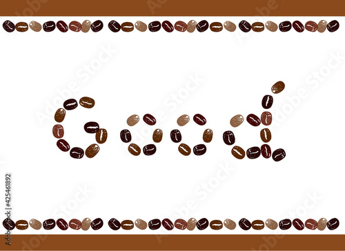 コーヒーのイラスト かわいいコーヒー豆のイラストとアルファベットのメッセージ入り アイコンイラスト Sticker Pomme