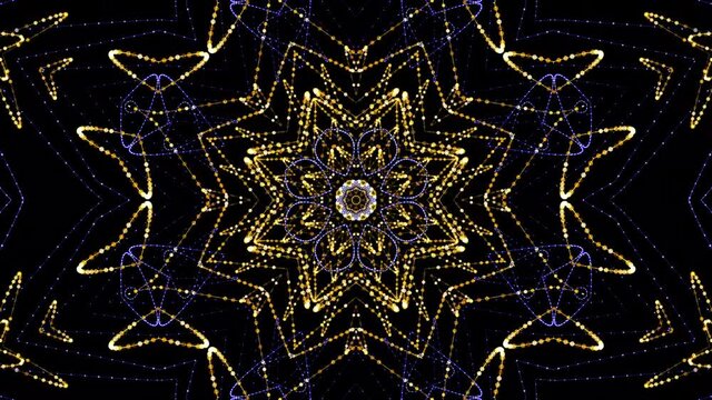 Kaleidoscope fractals background with golden colour
