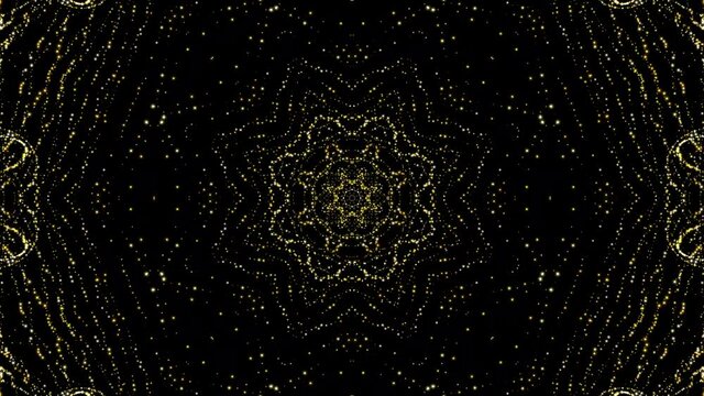 Kaleidoscope fractals background with golden colour