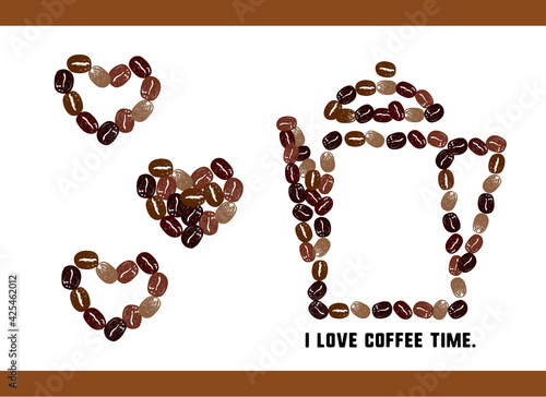 コーヒーのイラスト かわいいコーヒー豆のイラストとメッセージ入り フレームイラスト Sticker Pomme