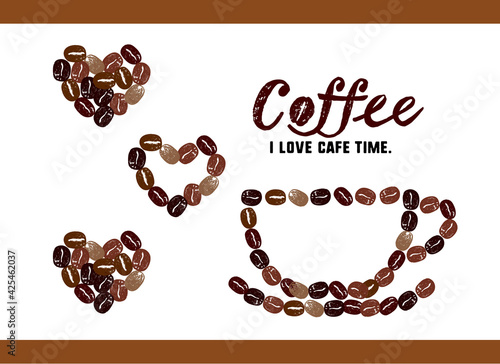 コーヒーのイラスト かわいいコーヒー豆のイラストとメッセージ入り フレームイラスト Sticker Pomme