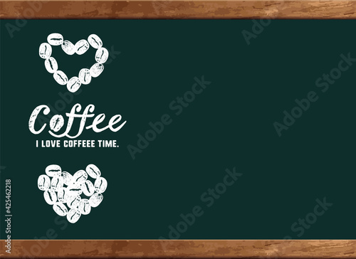 コーヒーのイラスト 黒板 カフェボードにイラストとメッセージ入り Sticker Pomme