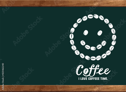 コーヒーのイラスト 黒板 カフェボードにメッセージ入り Bean Sticker Be Pomme