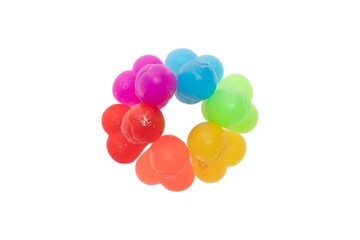 Ring of soap dildos in rainbow colors top view isolated