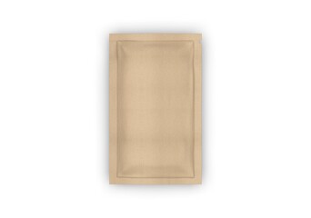 matte paper sachet. Photo-realistic packaging mockup template. 3d illustration.
