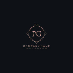 PG Initials handwritten minimalistic logo template vector