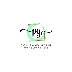 PG Initials handwritten minimalistic logo template vector