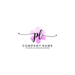 PL Initials handwritten minimalistic logo template vector