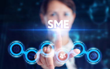 Business, Technology, Internet and network concept. Young businessman working on a virtual screen...