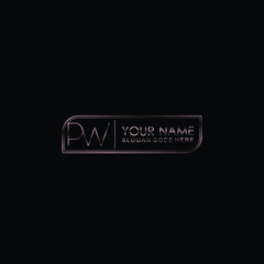 PW Initials handwritten minimalistic logo template vector