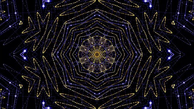 Kaleidoscope fractals background with golden colour