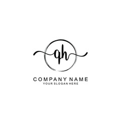 QH Initials handwritten minimalistic logo template vector
