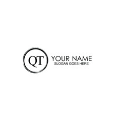 QT Initials handwritten minimalistic logo template vector