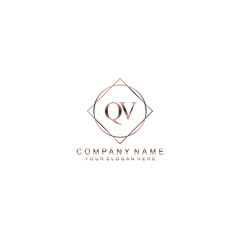 QV Initials handwritten minimalistic logo template vector
