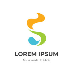 letter S logo concept with flat colorful style